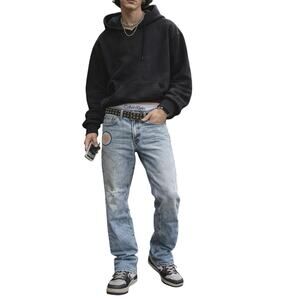 Calvin Klein Jeans Mens 34x 34 Patchwork Slim Straight Light Wash Y2K Streetwear